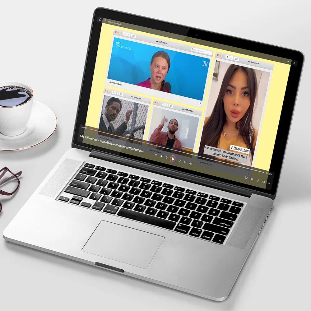 Ordinateur portable affichant une vidéo sur les influenceurs